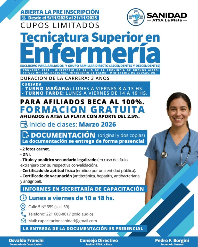 Abierta la Preinscripción a la Tecnicatura Superior en Enfermería