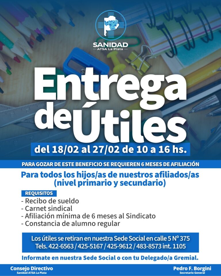 Entrega de útiles SANIDAD ATSA La Plata 2026